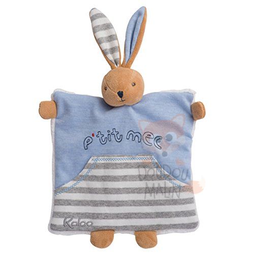  blue denim handpuppet rabbit blue grey white ptit mec 